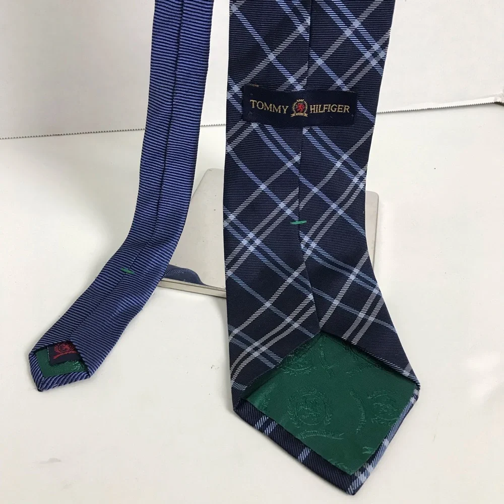 Tommy Hilfiger Blue Striped Silk Ties Bundle of 2 Mens Office Academia Preppy